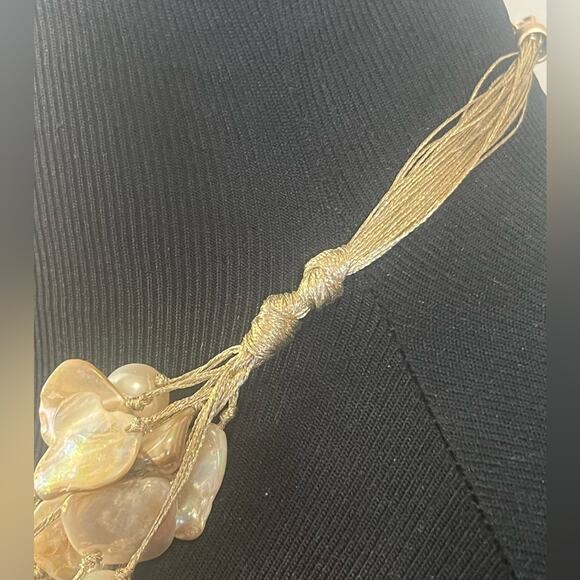 Pearl and abalone shell multi strand layered necklace - Picture 7 of 10